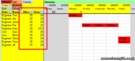 2011 staff holiday planner formulas