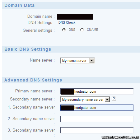 1and1 point domain to hostgator hosting